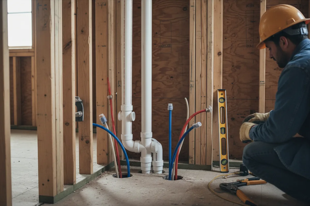 Drain and supply rough-in during Drain Cleaning in Wyandotte