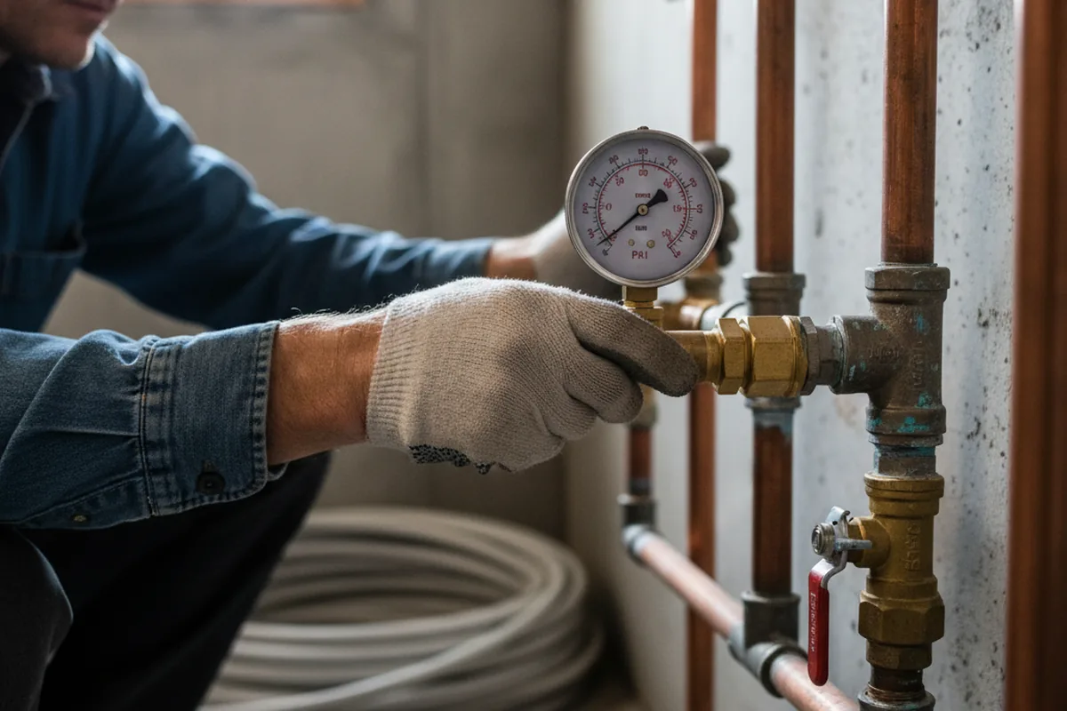 Pressure testing a repaired line during Water Line Repair in Wyandotte